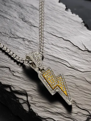 Voltrix Model Taşlı Yıldırım Figürlü Polo Zincir Çelik Erkek Kolye