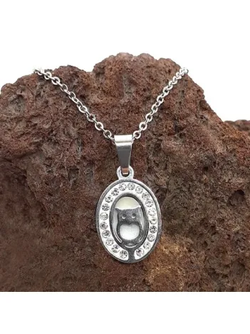 Zirkon Taşlı Baykuş Figürlü Paslanmaz Çelik Bayan Kolye