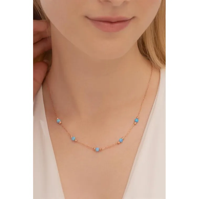 Opal Taşlı Rose Altın Kaplama Kadın Gümüş Kolye Opal Taşlı Rose Altın Kaplama Kadın Gümüş Kolye