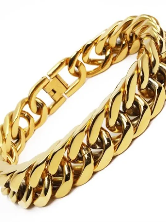 Altın Rengi Sarı Çelik Erkek Bileklik Mükemmel Kalite!!