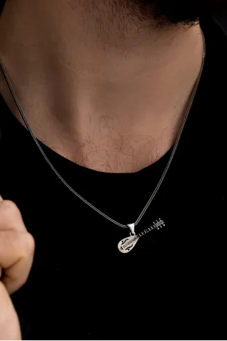 Bağlama Saz Erkek Gümüş Kolye