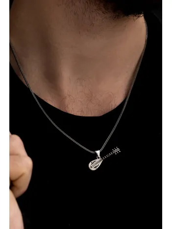 Bağlama Saz Erkek Gümüş Kolye