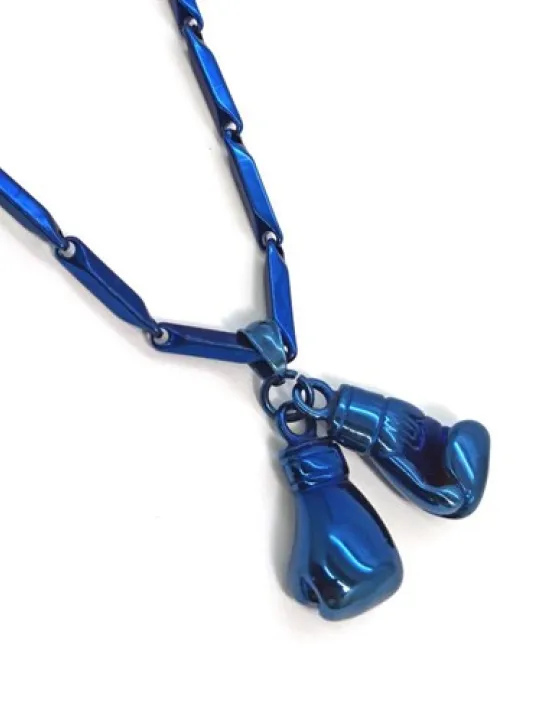 Piano Lacivert Çift Boks Eldiveni Çelik Erkek Kolye Zincir CKLMAVCBKOS