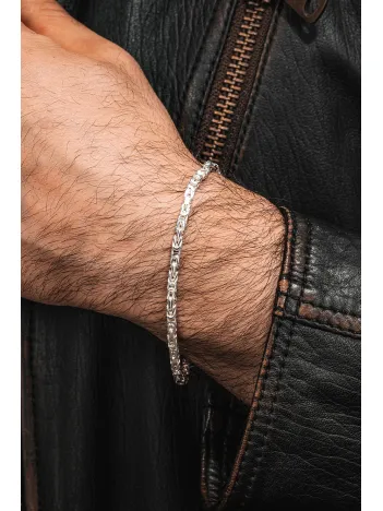 Parlak Kare Kral 3.5 mm Erkek Gümüş Bileklik