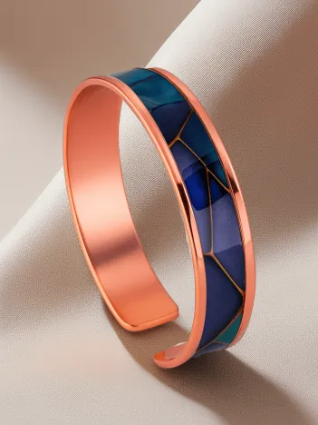 Kadın Bakır Bileklik Yüzük Set - Diana Model Özel Baskı Metal Kutu Ve Kuvars Taşı