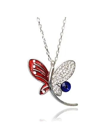 Zirkon Taşlı Yusufçuk Bayan Gümüş Kolye