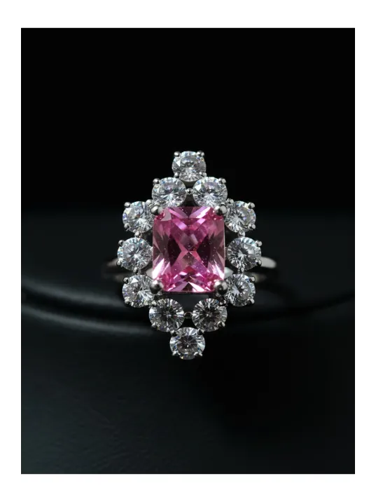 Kadın Gümüş Kolye Yüzük Küpe Set - Bella Model Kare Pembe Zirkon Taşlı Set Kadın Gümüş Kolye Yüzük Küpe Set - Bella Model Kare Pembe Zirkon Taşlı Set