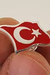 Ay Yıldız Türk Bayrağı Gümüş Rozet