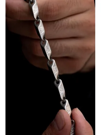 Erkek Çelik Bileklik - KuruKafa Motifli Orta Kalınlıkta Çelik Bileklik