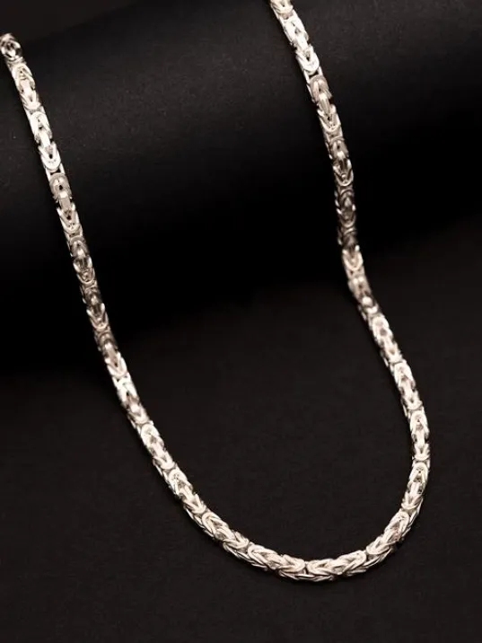 Erkek Gümüş Kolye - İnce Beyaz Kral Erkek Kolye Erkek Gümüş Kolye - İnce Beyaz Kral Erkek Kolye