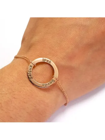 Kişiye Özel Tasarım Bayan Gümüş Aile Bilekliği