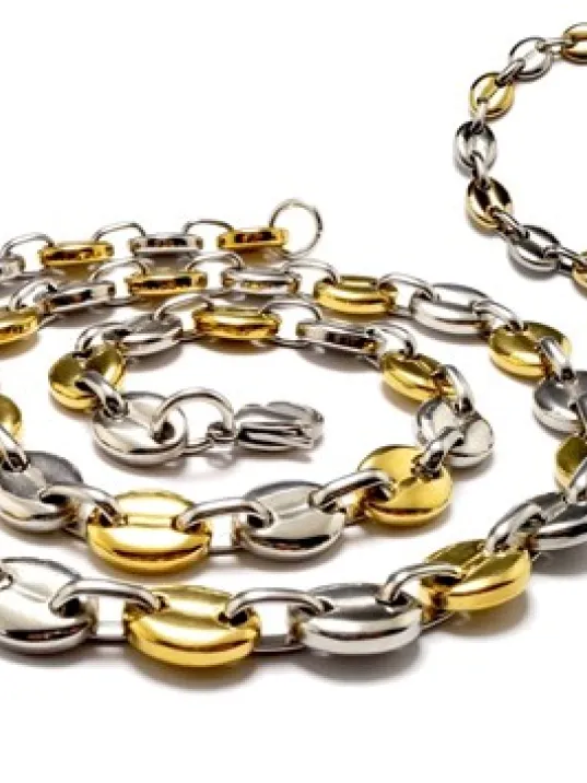 Gemici Model Sarı Beyaz Çelik Erkek Kolye Bileklik Set Gemici Model Sarı Beyaz Çelik Erkek Kolye Bileklik Set