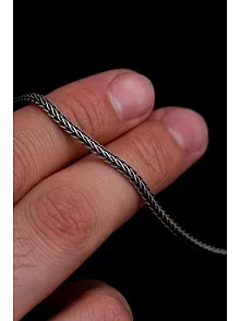 2.5mm Tilki Kuyruğu Gümüş Erkek Kolye Zincir Kalın Model