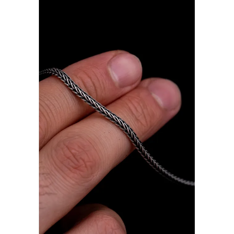 2.5mm Tilki Kuyruğu Gümüş Erkek Kolye Zincir Kalın Model 2.5mm Tilki Kuyruğu Gümüş Erkek Kolye Zincir Kalın Model