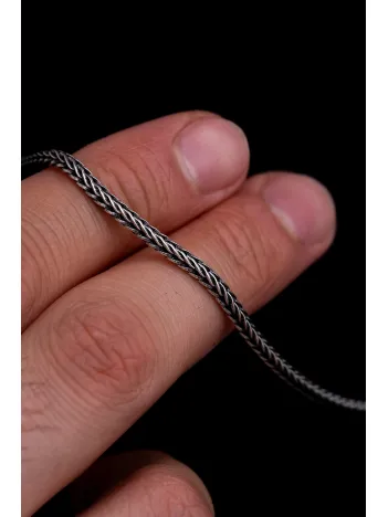 2.5mm Tilki Kuyruğu Gümüş Erkek Kolye Zincir Kalın Model