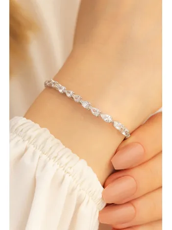 Füreyya Zirkon Taşlı Su Yolu Bayan Gümüş Bileklik