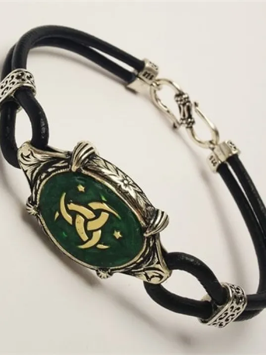 Teşkilatı Mahsusa Yeşil Mineli Deri Gümüş Erkek Bayan Bileklik Teşkilatı Mahsusa Yeşil Mineli Deri Gümüş Erkek Bayan Bileklik