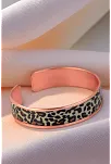 Kadın Bakır Bileklik - Leopar Model Özel Baskı Metal Kutu Ve Doğal Taşlar