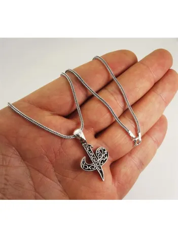 Vav Elif Yazılı Gümüş Erkek Kolye Zincir