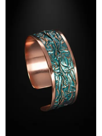 Kadın Bakır Set - Turkuaz Okyanus Fısıltısı Kalın Model Bakır Kadın Kolye Bileklik Yüzük Küpe Set