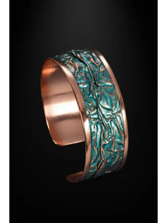 Kadın Bakır Set - Turkuaz Okyanus Fısıltısı Kalın Model Bakır Kadın Kolye Bileklik Yüzük Küpe Set