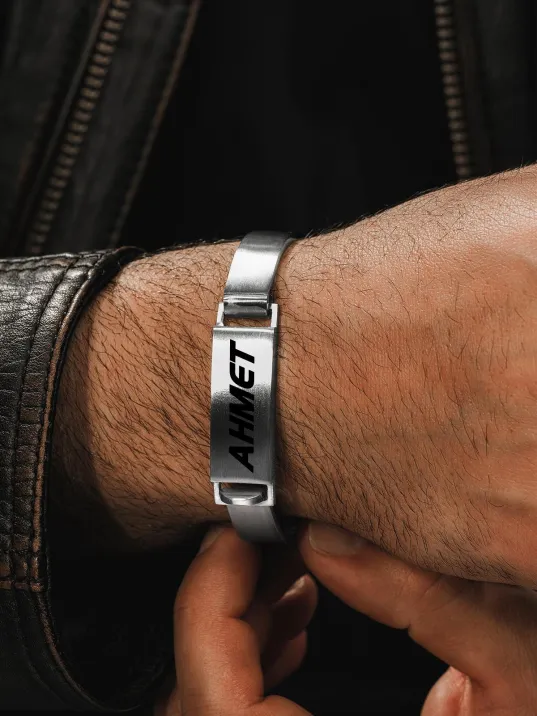 Erkek Çelik Bileklik - Elemantel Çember Model Erkek Bileklik Kelepçe