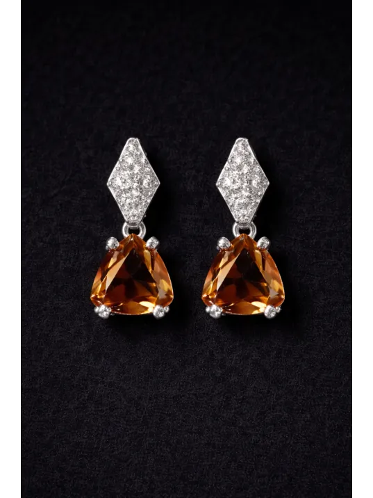 Kadın Gümüş Kolye Küpe Set - Üçgen Kesim Zultanit Taşlı Gümüş Set