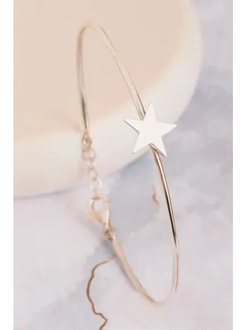 Kadın Gümüş Bileklik - El Yapımı Gümüş Yıldız Motifli Kadın Bileklik