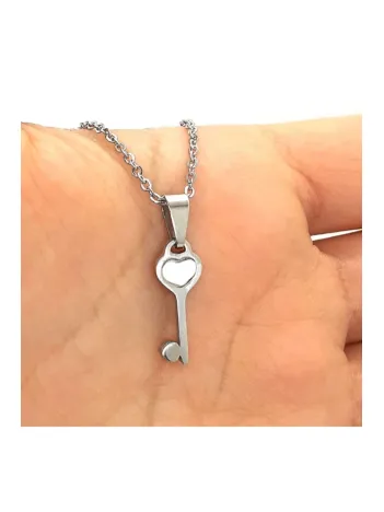 Kadın Çelik Kolye - Anahtar Figürlü Paslanmaz Çelik Bayan Kolye