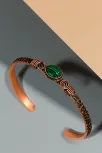Kadın Bakır Bileklik - Yeşil Malakit Taşlı Otantik Model Yanı Desenli Bakır Bilezik Kadın Bakır Bileklik - Yeşil Malakit Taşlı Otantik Model Yanı Desenli Bakır Bilezik