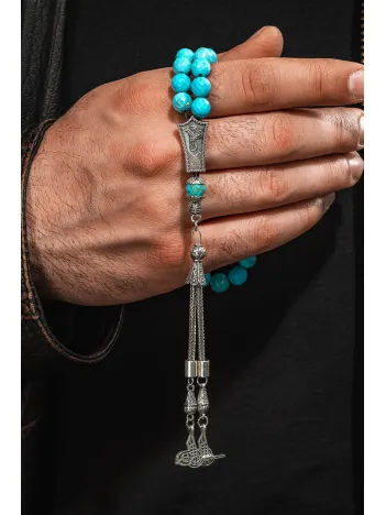 Erkek Tespih Firuze Taşlı Doğal Taş Tesbih