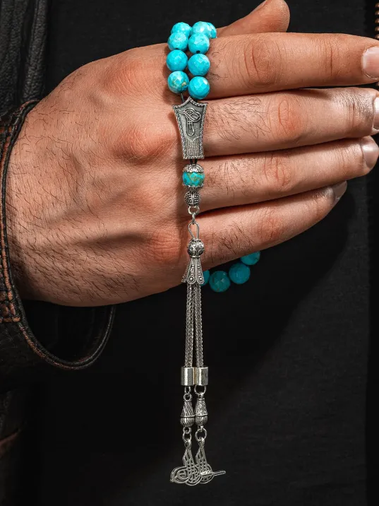 Erkek Tespih Firuze Taşlı Doğal Taş Tesbih