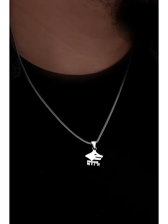 Göktürkçe Türk Yazılı Bozkurt Erkek Gümüş Kolye Zincir