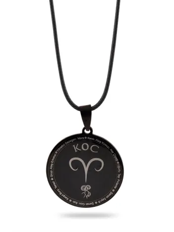 Koç Burcu Kolye Kadın Erkek Çelik Deri Kolye Cklkocburcu-syh