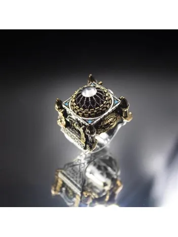 İslam Usta Tasarımı Yeni Çağ Model 2 Gümüş Erkek Yüzük GYZYENICAG2-GMS