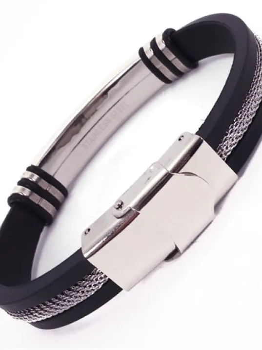 İsim Yazılan Kauçuk Çelik Erkek Bileklik Künye Beyaz Model