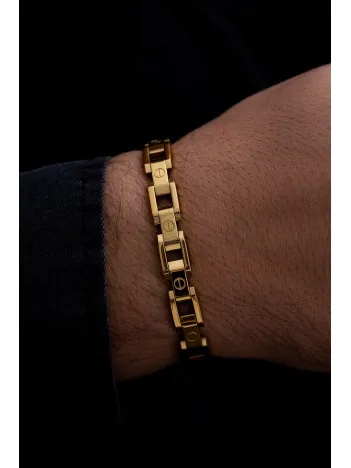 Erkek Çelik Bileklik - Altın Kaplama Sarı Renk Çelik Bileklik