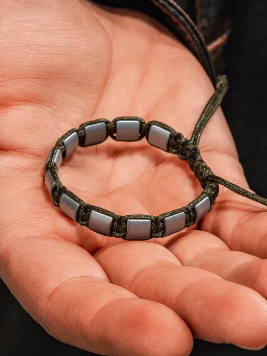 Erkek Kadın Doğal Taş Bileklik - Hematit Doğal Taşlı Sarı Makrome Model Unisex Bileklik