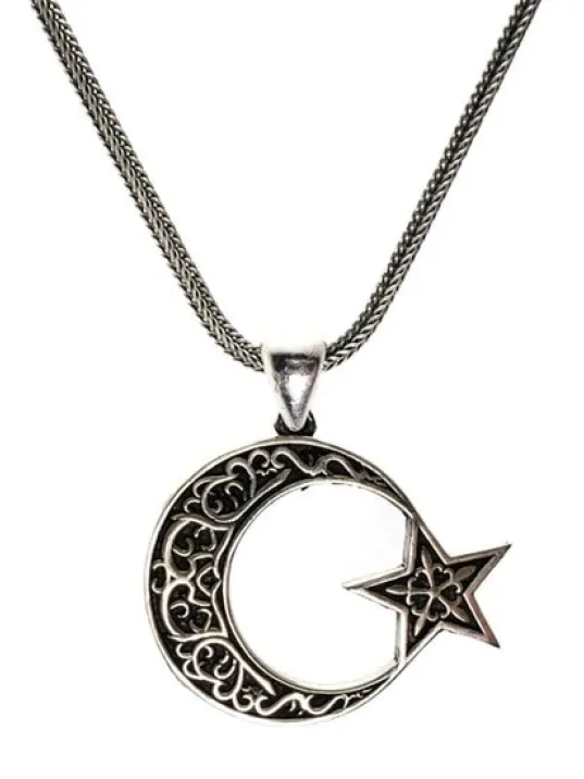 Özel İşçilikli Ay Yıldız Erkek Gümüş Kolye Zincir Orta Boy Özel İşçilikli Ay Yıldız Erkek Gümüş Kolye Zincir Orta Boy