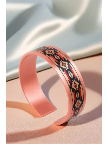 Kadın Bakır Bileklik Yüzük Set - Daria Model Özel Baskı Metal Kutu Ve Kuvars Taşı