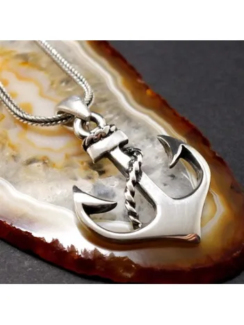 Klasik Çapa Model Erkek Gümüş Kolye Zincir GKLGMSKCAPA