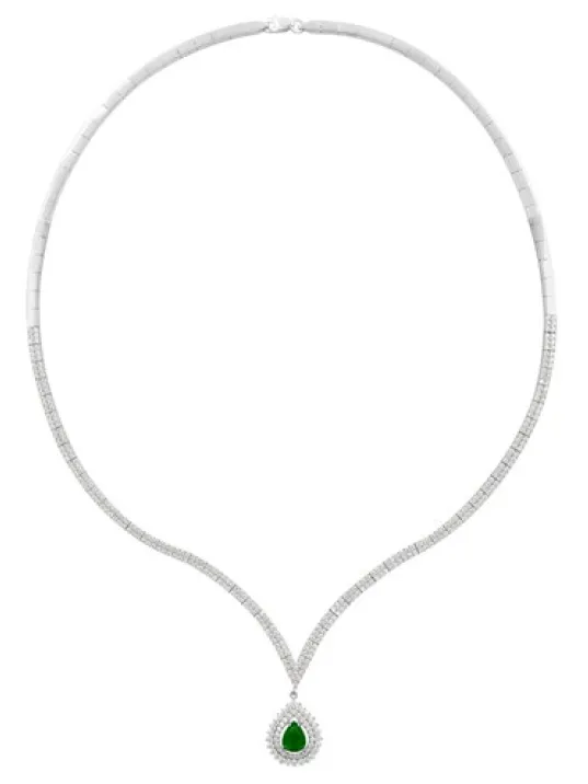 Dionisos Zümrüt Taşlı Bayan Gümüş Kolye