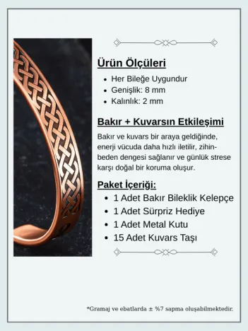 Kadın Erkek Saf Bakır Bileklik Zevahir Model Metal Kutu Doğal Taşlar Bakır Kelepçe Bilezik