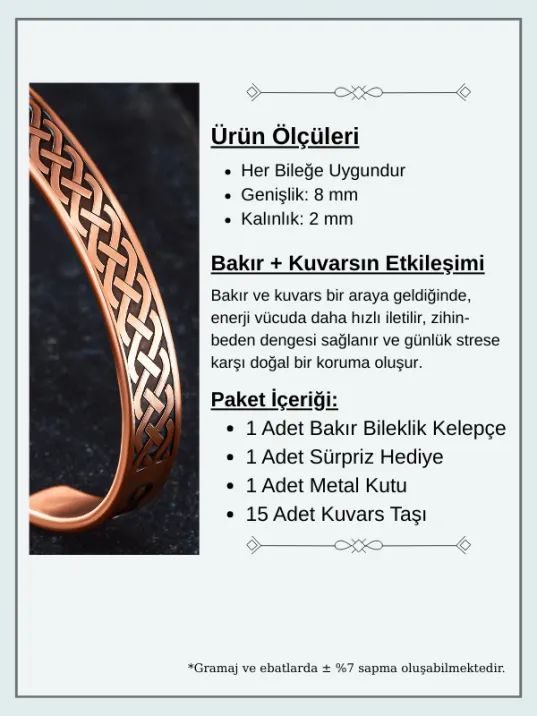 Kadın Erkek Saf Bakır Bileklik Zevahir Model Metal Kutu Doğal Taşlar Bakır Kelepçe Bilezik