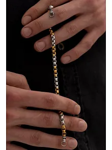 Ottoman 5.5mm Polo Gümüş-Altın  Renk  Erkek Bileklik Künye İnce Model