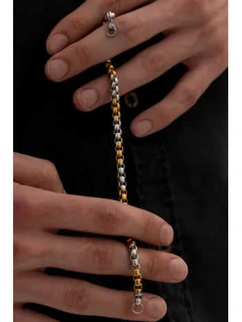 Ottoman 5.5mm Polo Gümüş-Altın  Renk  Erkek Bileklik Künye İnce Model