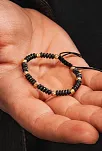 Kadın Erkek Gümüş Bileklik - Hematit Taşlı Gümüş Detaylı İnce Kibar Erkek Kadın Bileklik