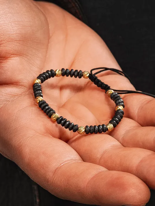 Kadın Erkek Gümüş Bileklik - Hematit Taşlı Gümüş Detaylı İnce Kibar Erkek Kadın Bileklik