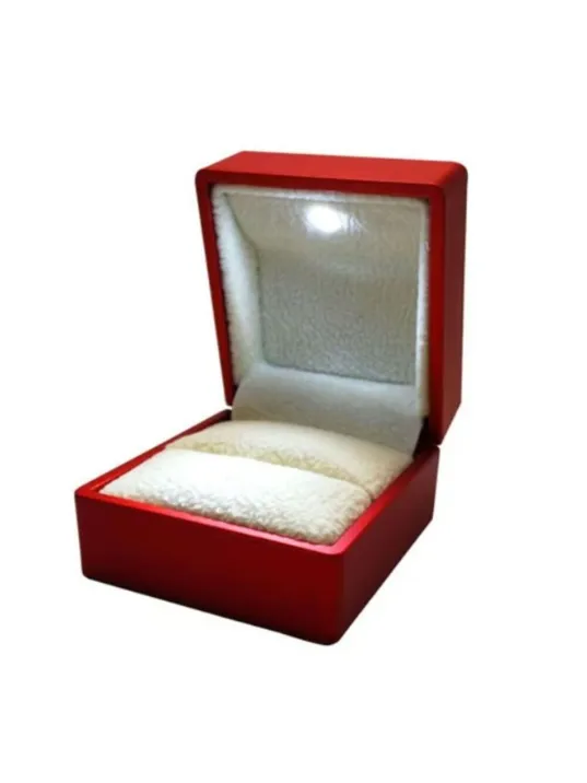 Işıklı Pırlanta Tektaş Kırmızı Yüzük Kutusu