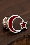 Mineli Türk Bayrağı Gümüş Rozet